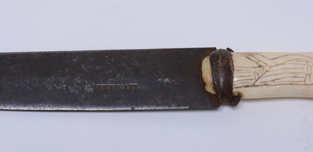 Sioux Dag Knife with beaded sheath with bone handle