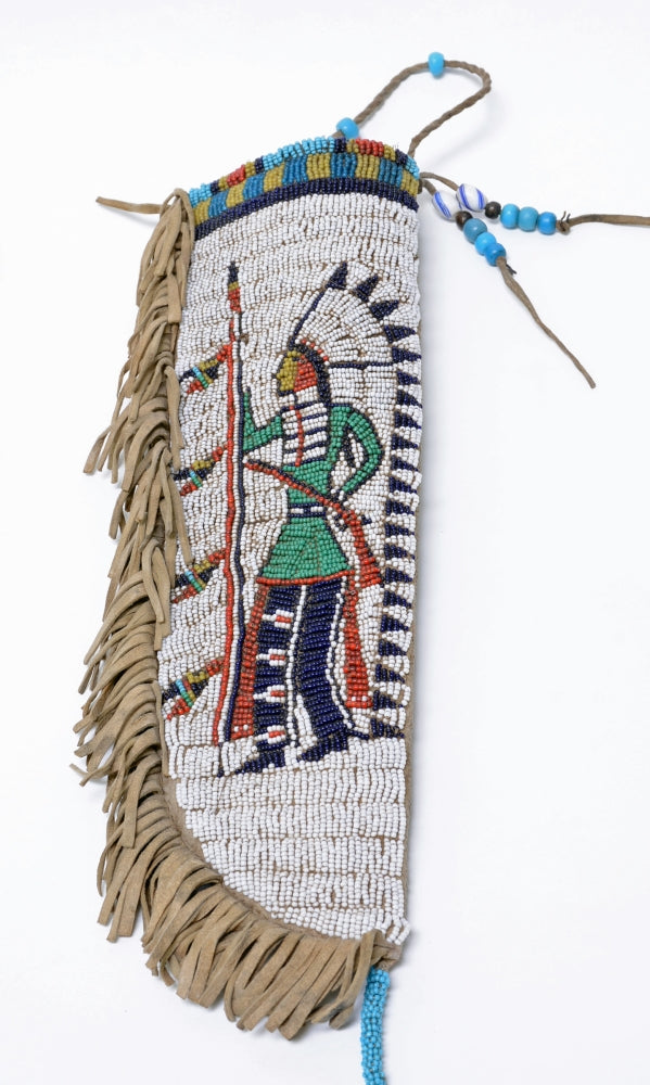 Sioux Dag Knife with beaded sheath with bone handle