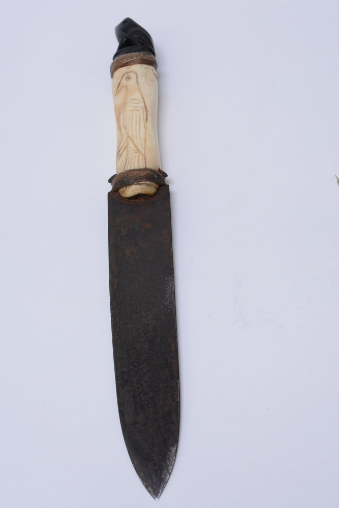 Sioux Dag Knife with beaded sheath with bone handle