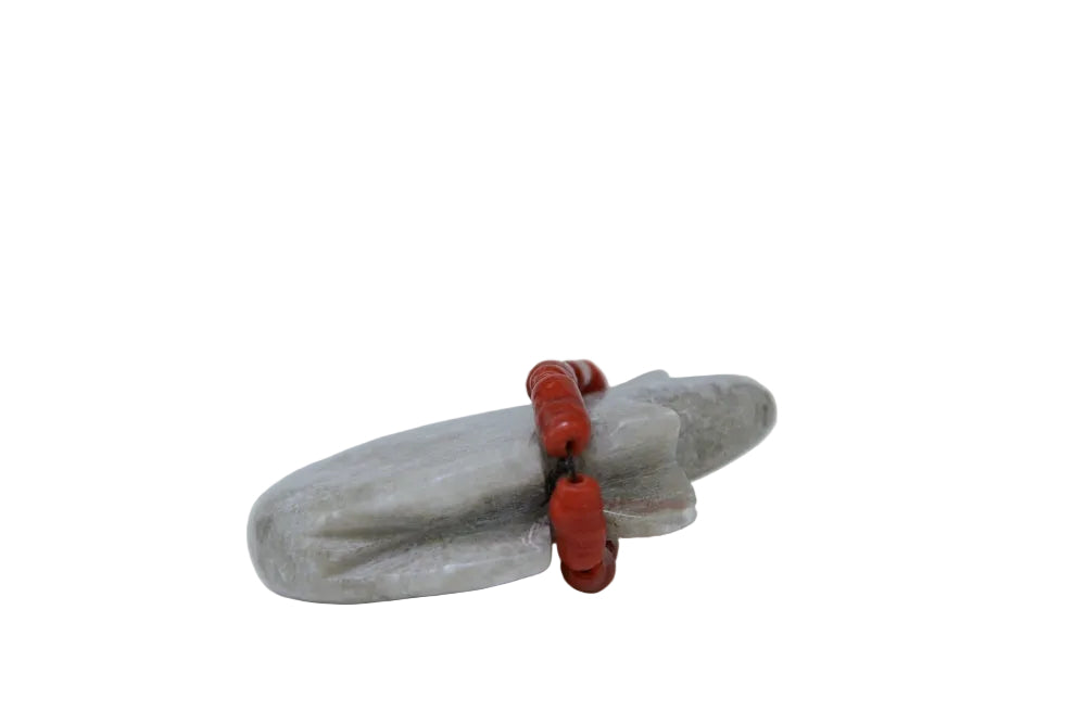 Zuni Fetish Bear with Red Bead Necklace