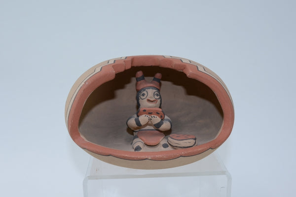 Jemez Pottery Jar With Koshare by LM Lucero (Fragua)