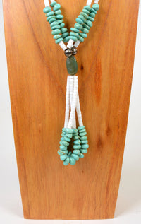 Navajo Two-Strand Shell Heishi and Turquoise Necklace