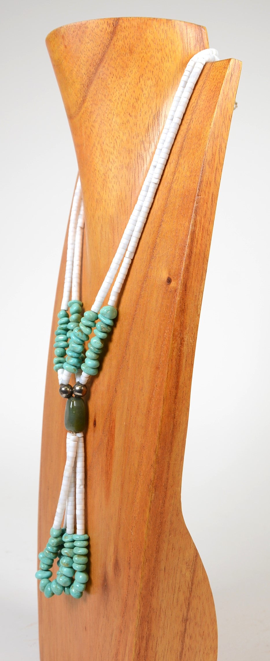 Navajo Two-Strand Shell Heishi and Turquoise Necklace