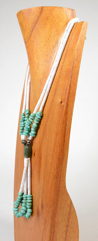 Navajo Two-Strand Shell Heishi and Turquoise Necklace