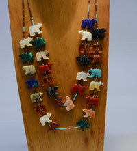 Zuni Two Strand Bear Fetish Necklace