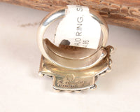 Navajo Ring; Silver Balls Turquoise Cross by Akee Douglas Size: 7