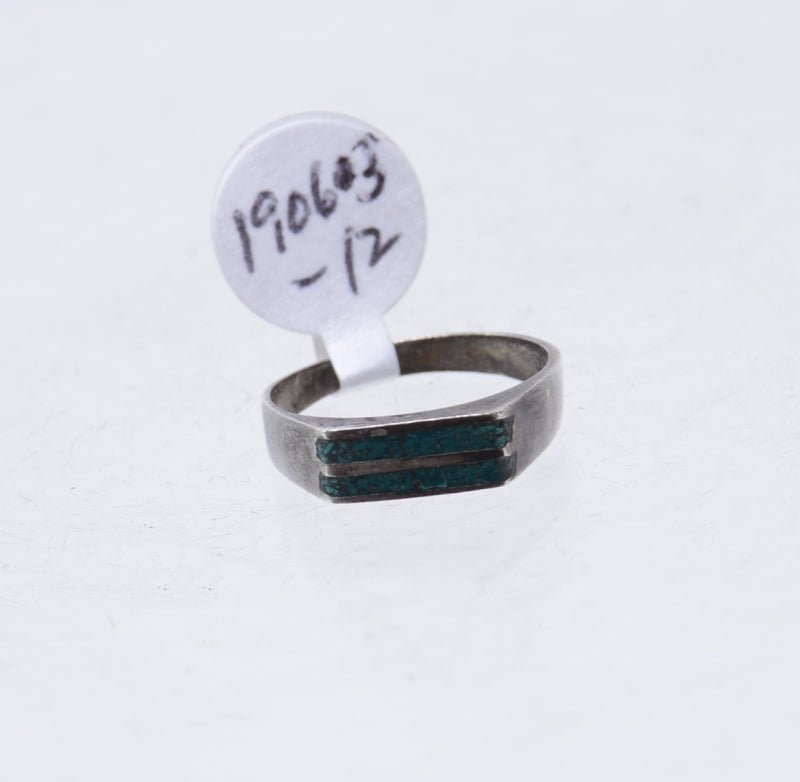 Navajo Sterling Silver Ring with Crushed Turquoise Inlay