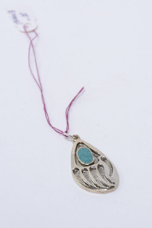 Navajo Bear Claw Turquoise Silver Pendant