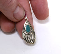Navajo Bear Claw Turquoise Silver Pendant
