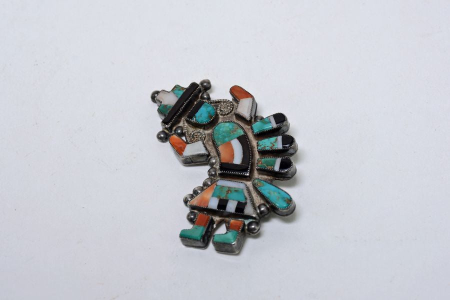 Zuni Rainbow Pin with Inlaid Stones 2.75"