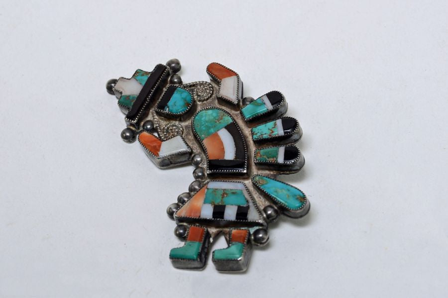 Zuni Rainbow Pin with Inlaid Stones 2.75"