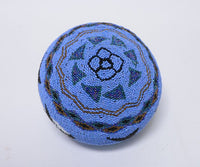 A Superb Vintage Lombok Balinese Glass Beaded Woven Basket With Lid
