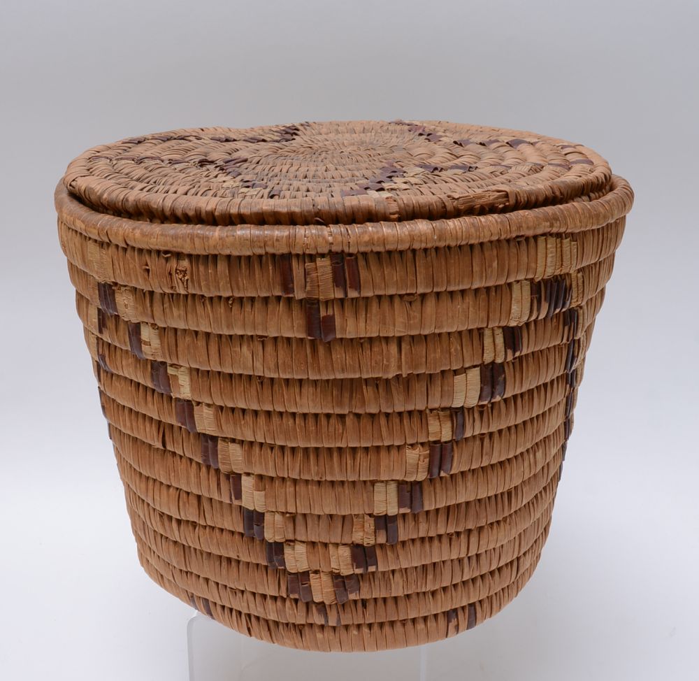 Large lidded Salish Basket