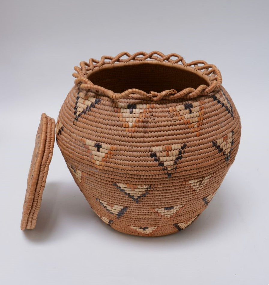Large Salish Storage Basket with Lid