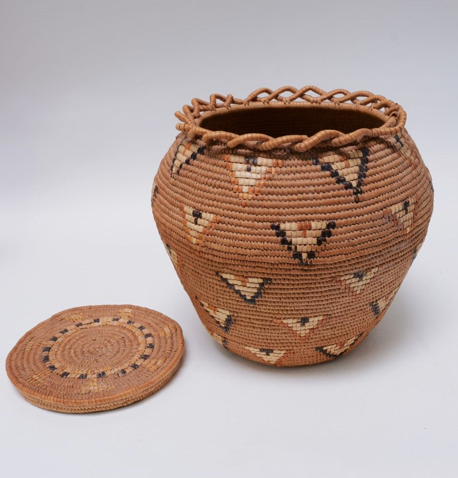 Large Salish Storage Basket with Lid