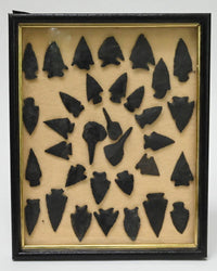 Framed 33 Basalt Arrowhead  -  Points - Drills - Knife Blades