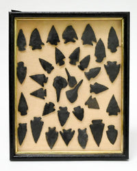 Framed 33 Basalt Arrowhead  -  Points - Drills - Knife Blades