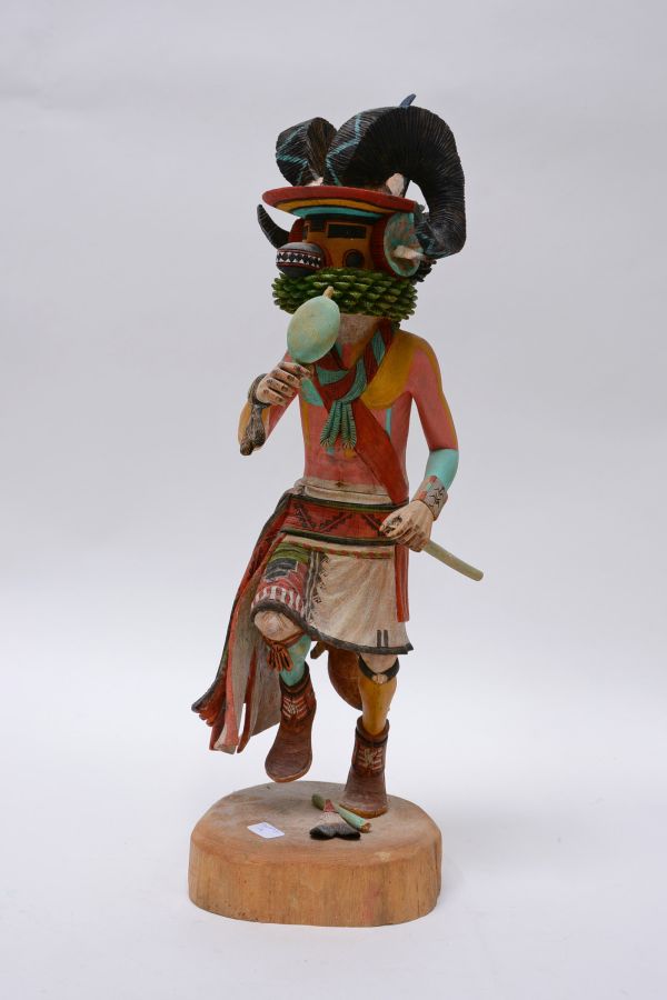 Hopi Pueblo Big Horn Ram (Pang) Kachina Doll By Sam Kayquoptewa