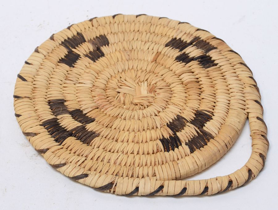 Papago Indian Basket with Coyote tracks motif