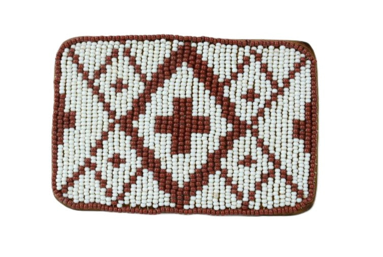 Fine Shoshone Beaded Buckle on leather over brass
