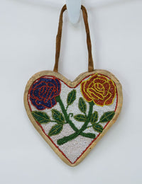 Plateau Beaded Heart Bag with Roses