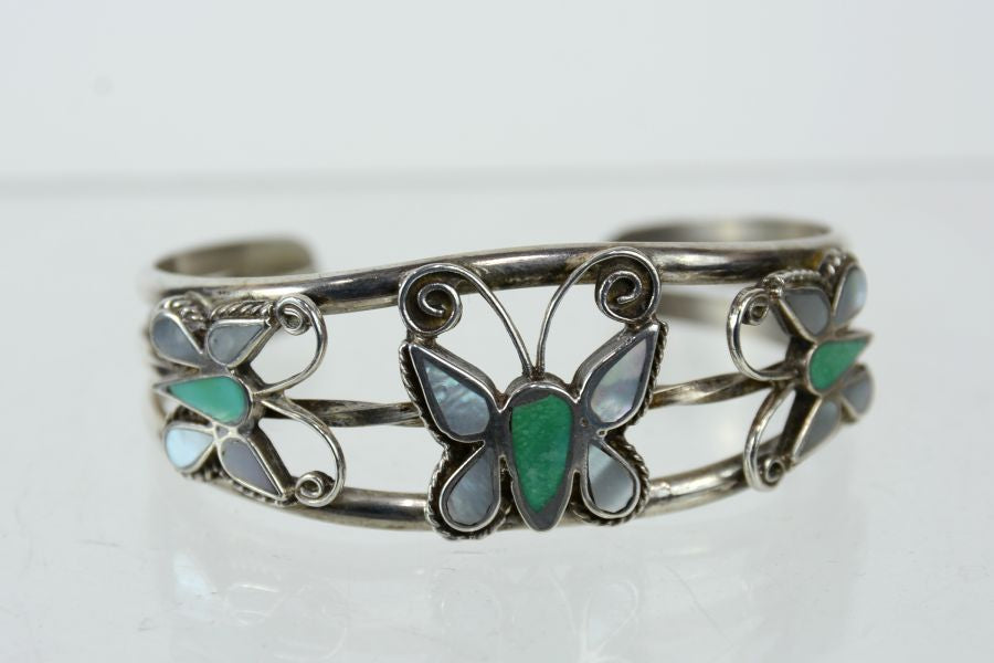 Vintage Zuni Butterfly Jewelry Set - Sterling Silver - Bracelet, Ring, Pendant