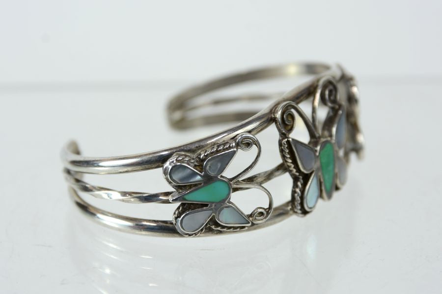 Vintage Zuni Butterfly Jewelry Set - Sterling Silver - Bracelet, Ring, Pendant