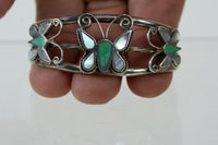 Vintage Zuni Butterfly Jewelry Set - Sterling Silver - Bracelet, Ring, Pendant