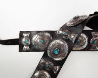Navajo Concho Belt with Bisbee Turquoise settings - Herbert Taylor (1951-1996)