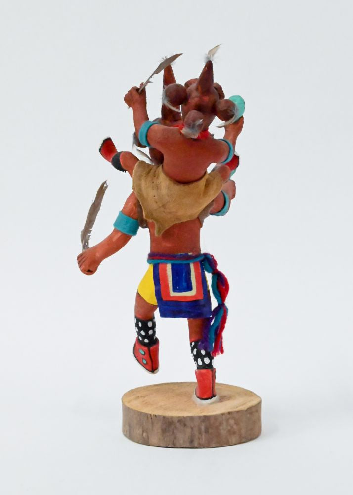 Hopi Katsina Piggyback Koyemsi (Mudhead) Dolls By Leonard Pete