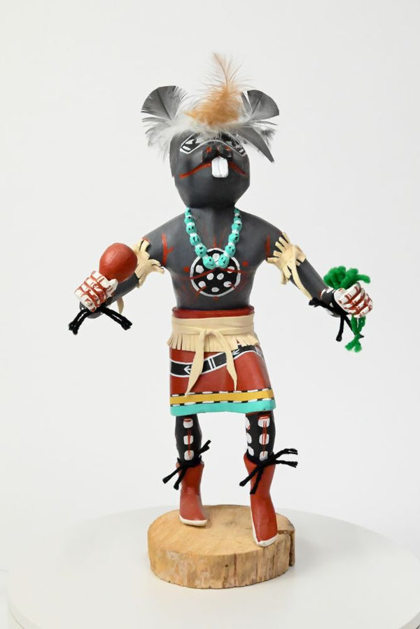 Large Navajo - Hopi Pueblo Warrior Mouse Kachina Doll By P. Y.