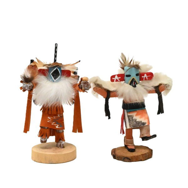 Navajo Chasing Star and Eagle Dancer Kachinas Dolls Pair By W. Edsitty