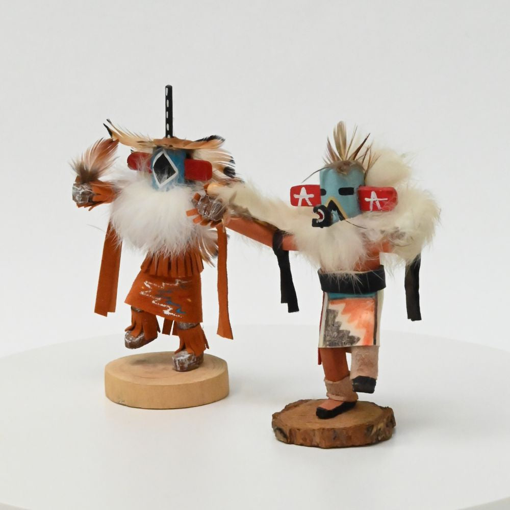 Navajo Chasing Star and Eagle Dancer Kachinas Dolls Pair By W. Edsitty