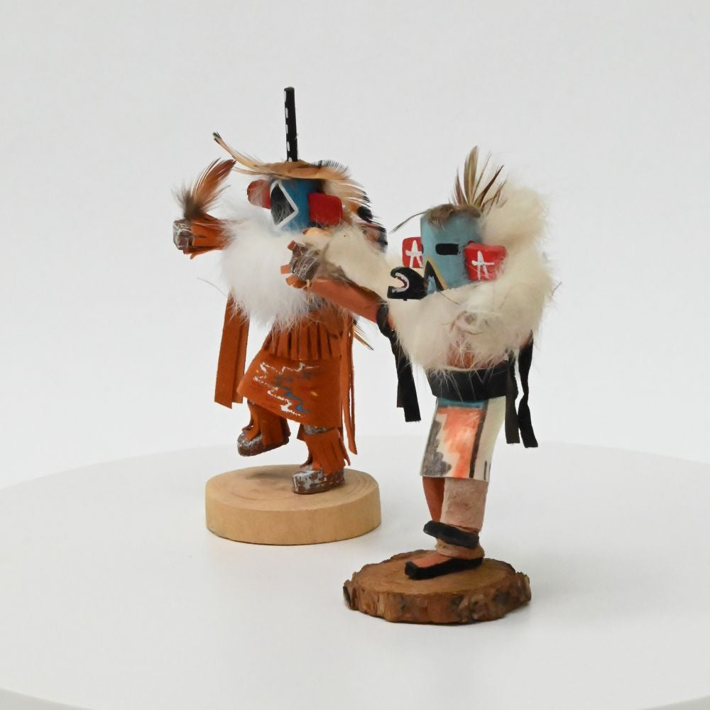 Navajo Chasing Star and Eagle Dancer Kachinas Dolls Pair By W. Edsitty