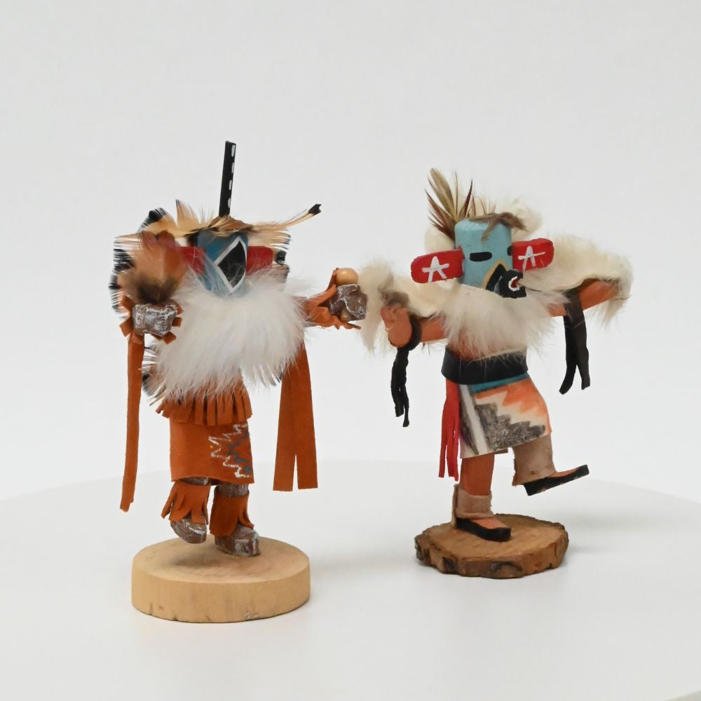 Navajo Chasing Star and Eagle Dancer Kachinas Dolls Pair By W. Edsitty
