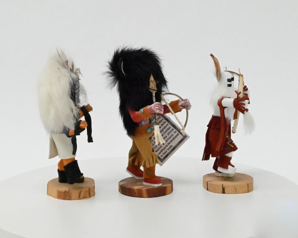 Three Navajo - Hopi Pueblo Sunface - Buffalo - One Horn Kachinas Dolls