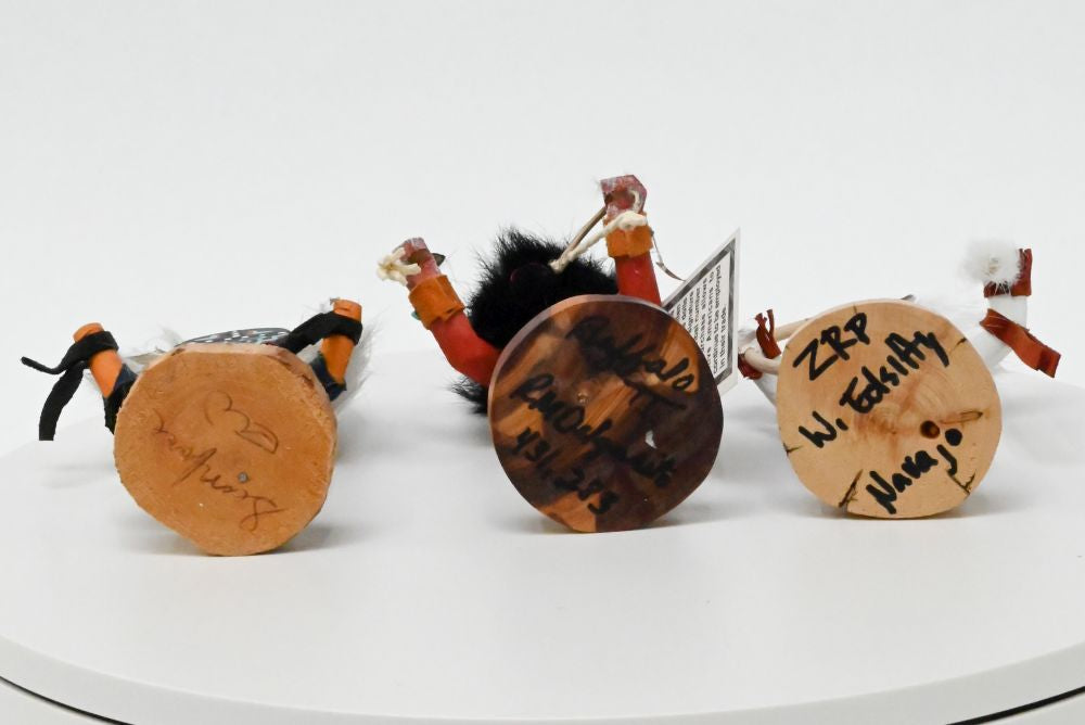 Three Navajo - Hopi Pueblo Sunface - Buffalo - One Horn Kachinas Dolls