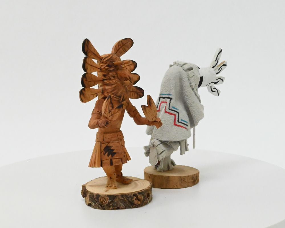 Navajo Kachina Kokopelli Doll By Jornn Cayaditto and Owl Doll By Robert Platero Pair
