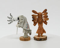 Navajo Kachina Kokopelli Doll By Jornn Cayaditto and Owl Doll By Robert Platero Pair