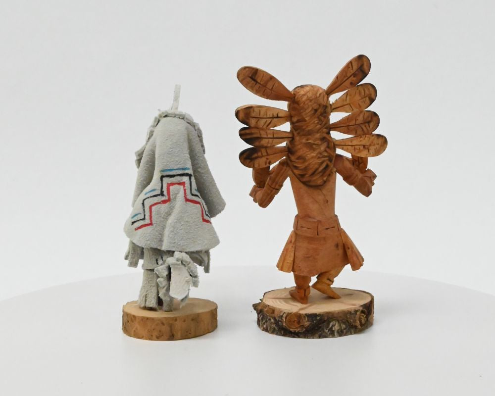 Navajo Kachina Kokopelli Doll By Jornn Cayaditto and Owl Doll By Robert Platero Pair