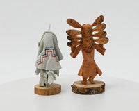 Navajo Kachina Kokopelli Doll By Jornn Cayaditto and Owl Doll By Robert Platero Pair