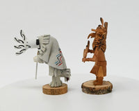 Navajo Kachina Kokopelli Doll By Jornn Cayaditto and Owl Doll By Robert Platero Pair