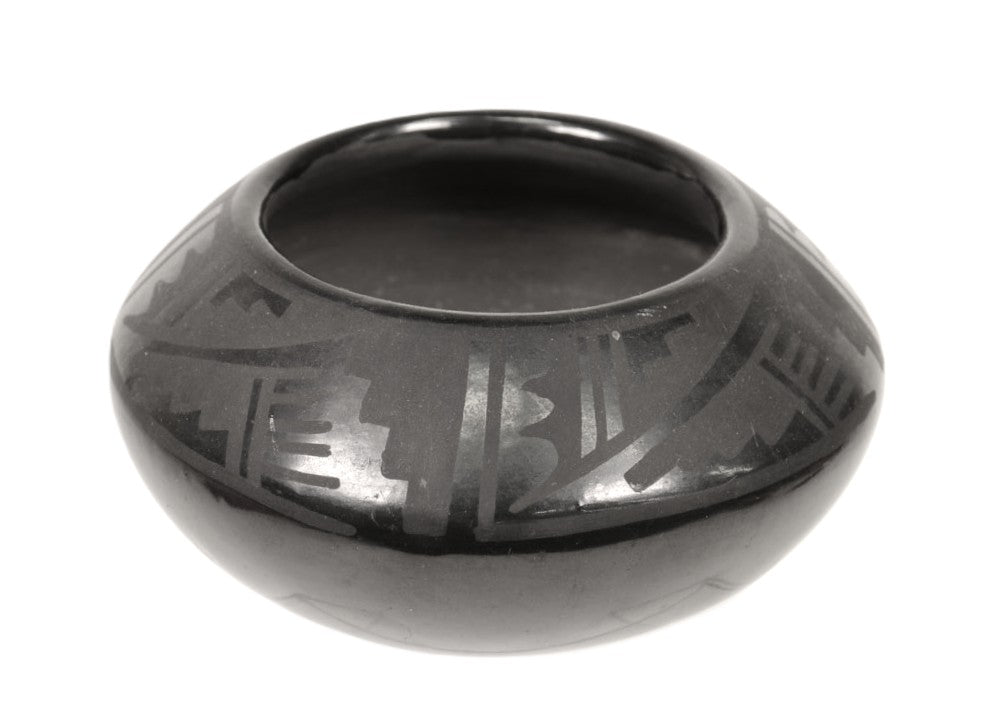 San Ildefonso Pueblo Black on Black Jar By Blue Corn
