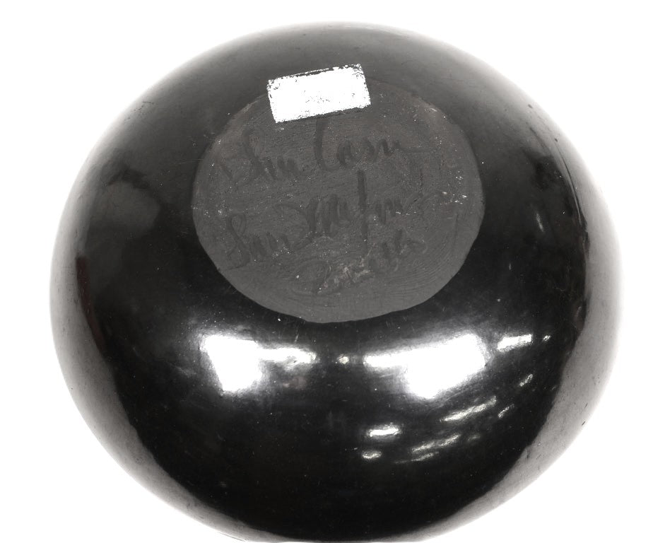 San Ildefonso Pueblo Black on Black Jar By Blue Corn