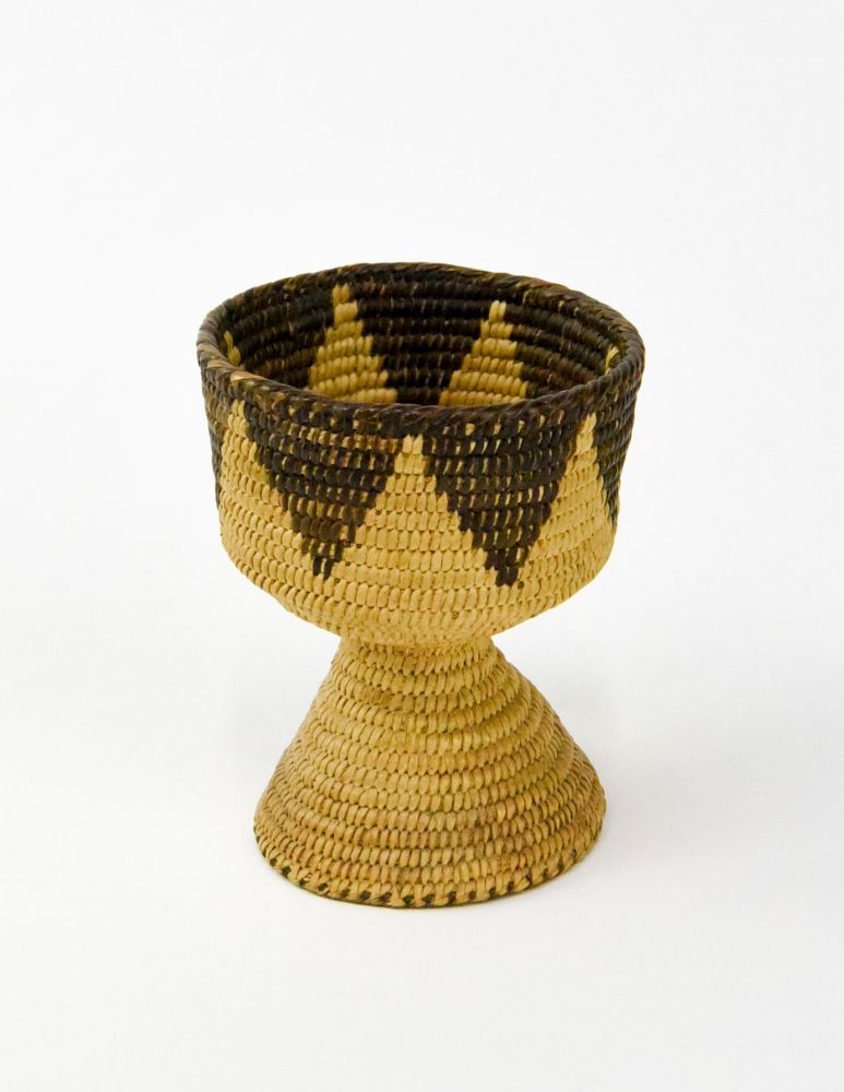 Fine Antique Pima basketry cup with pedestal