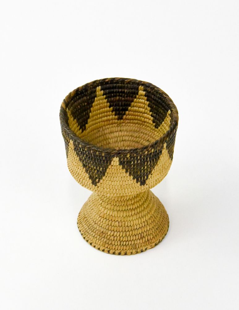 Fine Antique Pima basketry cup with pedestal