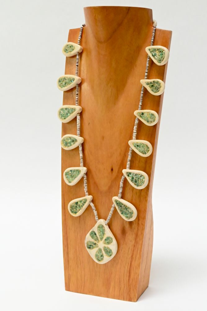 Santo Domingo Turquoise and Shell Paddle Necklace