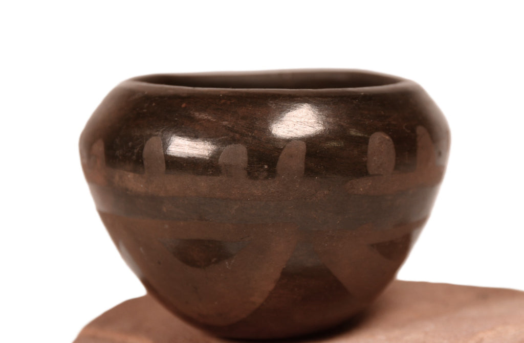 Santo Domingo Pueblo Black on Black Small Pottery Bowl