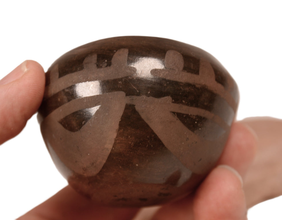 Santo Domingo Pueblo Black on Black Small Pottery Bowl