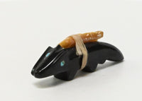 Zuni Male / Female Wolf Pair Jet Fetish with shell arrowhead gift